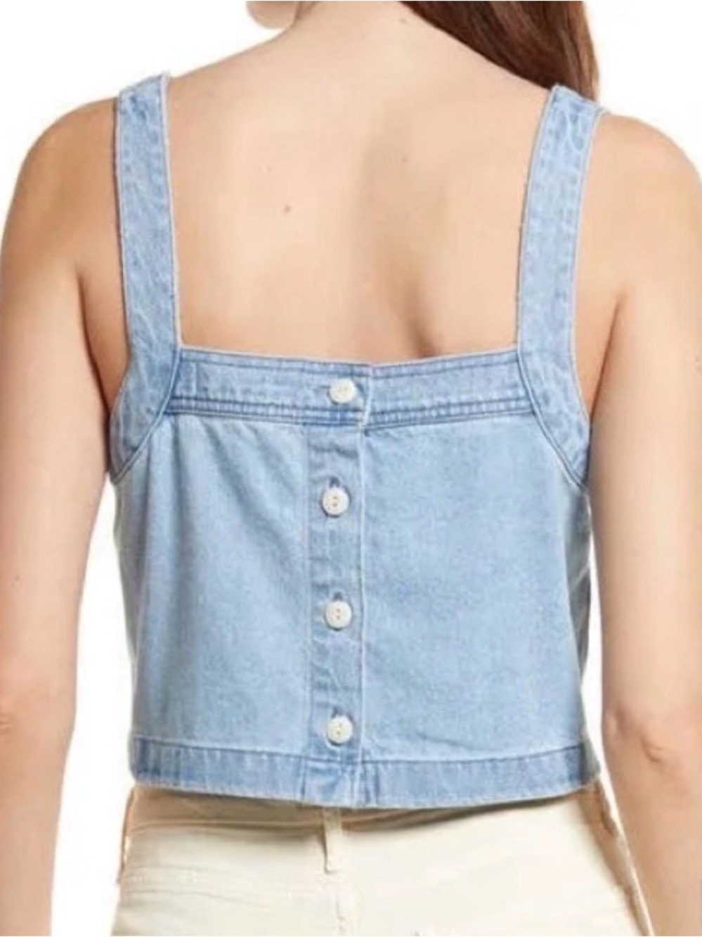 Madewell Light Blue Denim Crop Tank - Picture 2 of 5